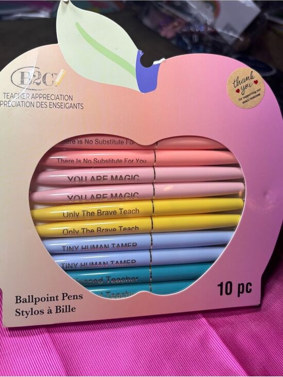 Teacher Appreciation Other - 10 New Teacher Appreciation Pastel Ballpoint Pen Set - 10pc
